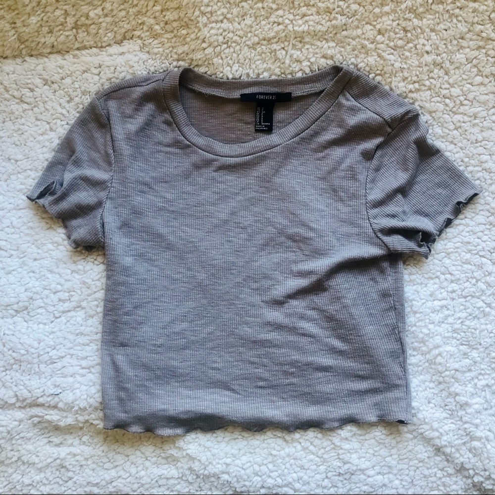 Crop Lettuce Rib Tee